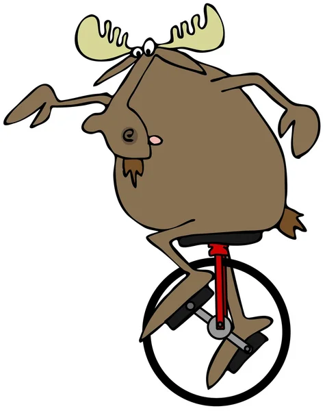 Moose riding a unicycle — Stock Photo, Image
