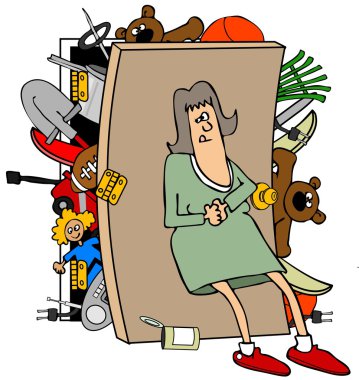 Woman with a full closet clipart