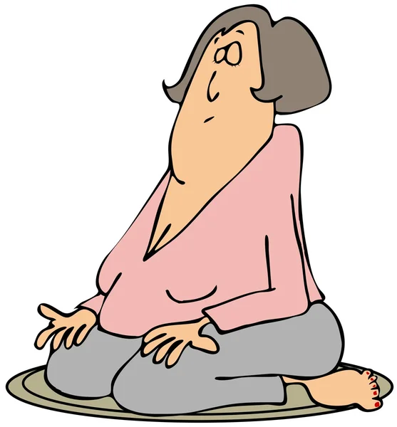 Woman on her knees meditating — Stock Photo, Image