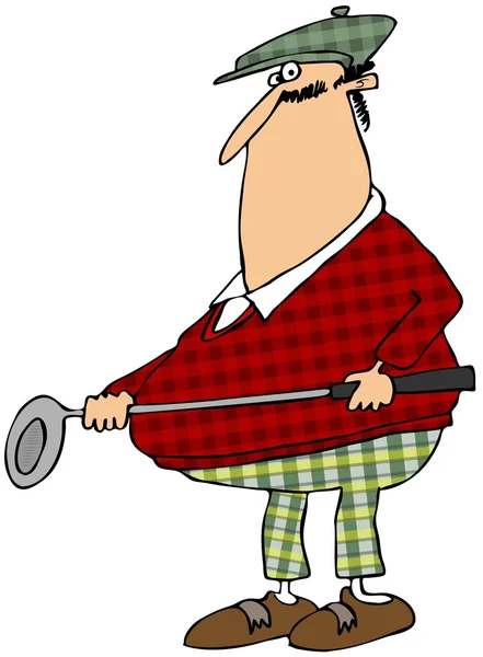 Golfer in a plaid outfit — Stock Photo, Image