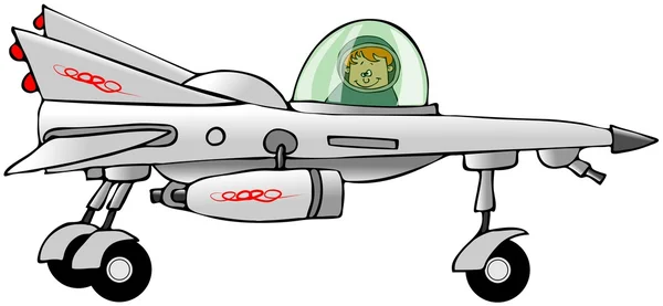スターの戦闘機のパイロットの少年 — ストック写真
