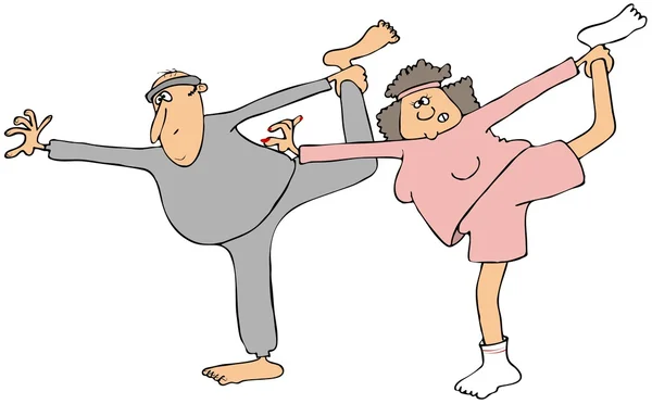 Man och kvinna stretching — Stockfoto