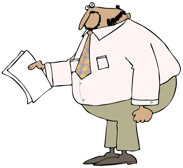 Chubby businessman holding papers — Stock Photo, Image