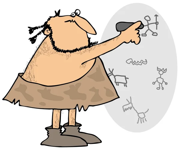 mağara adamı duvara çizim