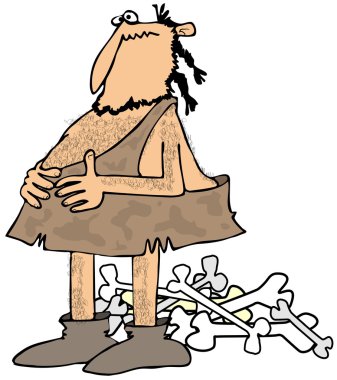 Caveman with a full stomach clipart