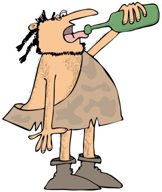Caveman drinking wine clipart