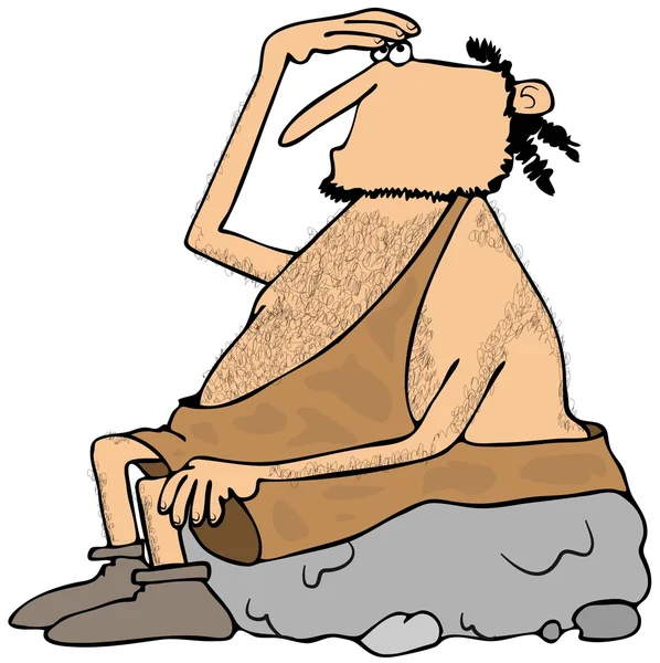 Caveman looking up — Stock Photo, Image