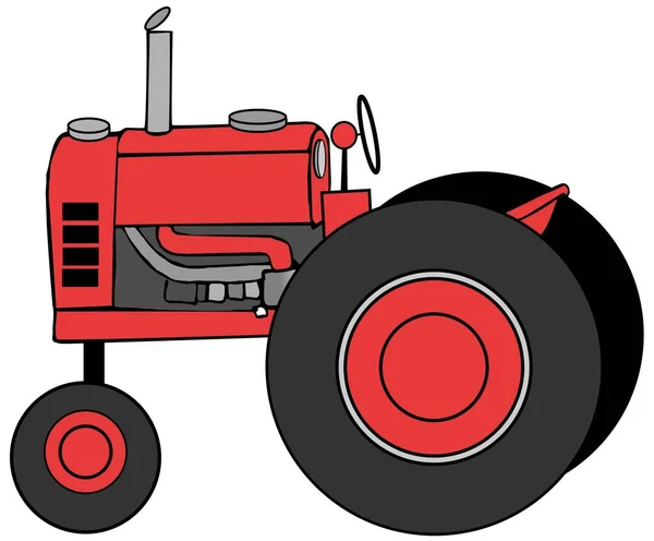 Illustration Vieux Tracteur Agricole Rouge — Photo