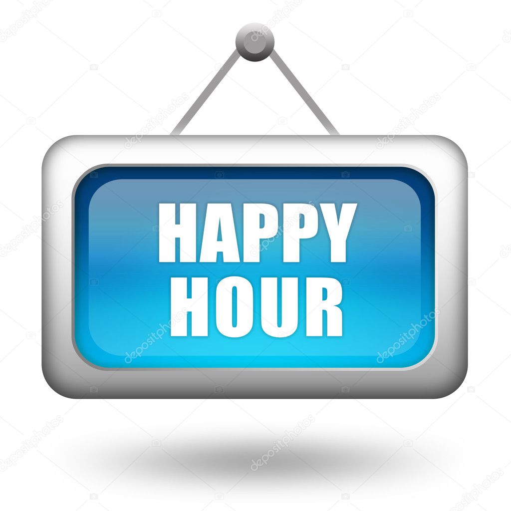 Happy hour sign isolated on white