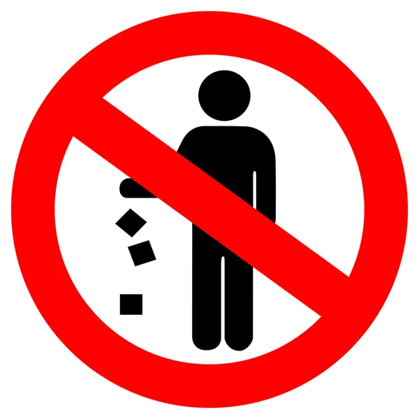 No littering red sign — Stock Vector