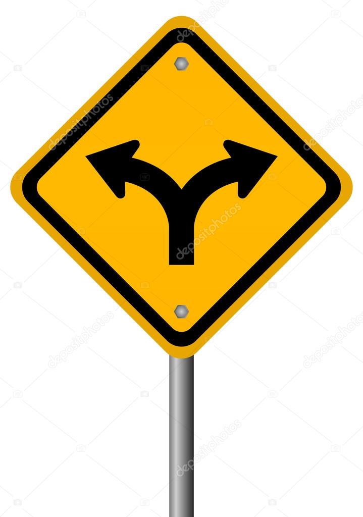 Fork in the road sign