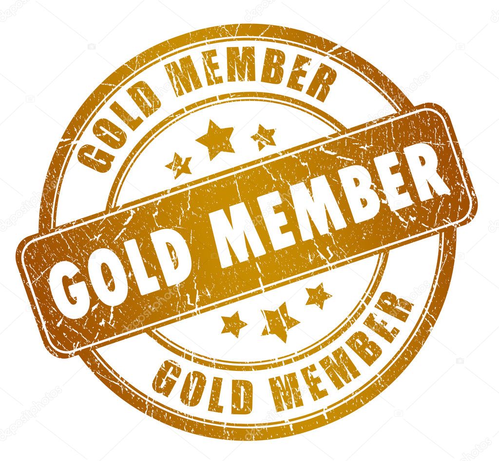 Gold member stamp isolated on white