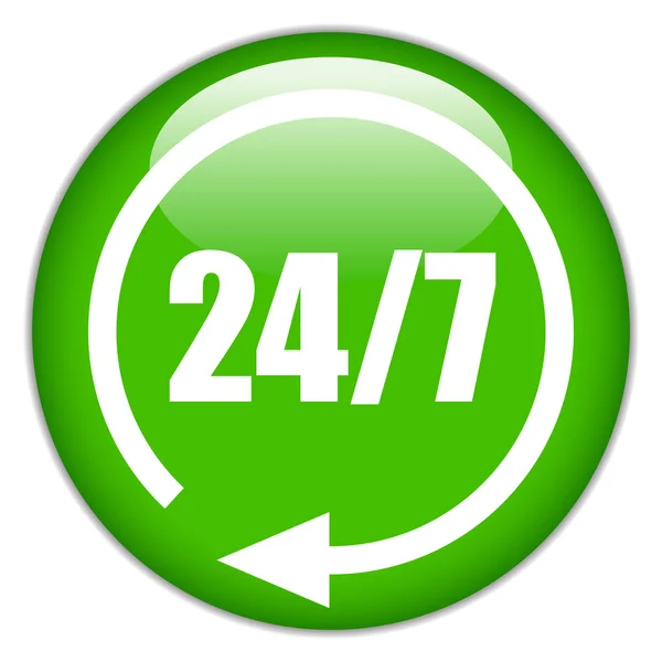 Vektör 24 saat yeşil düğme — Stok Vektör