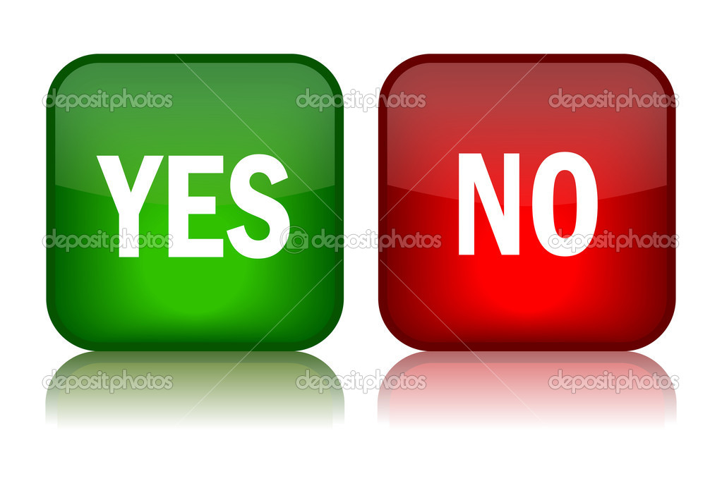 Yes and no vector buttons isolated on white
