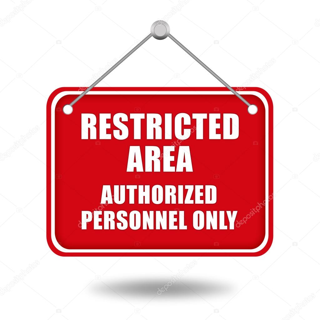 Restricted area signboard isolated on white