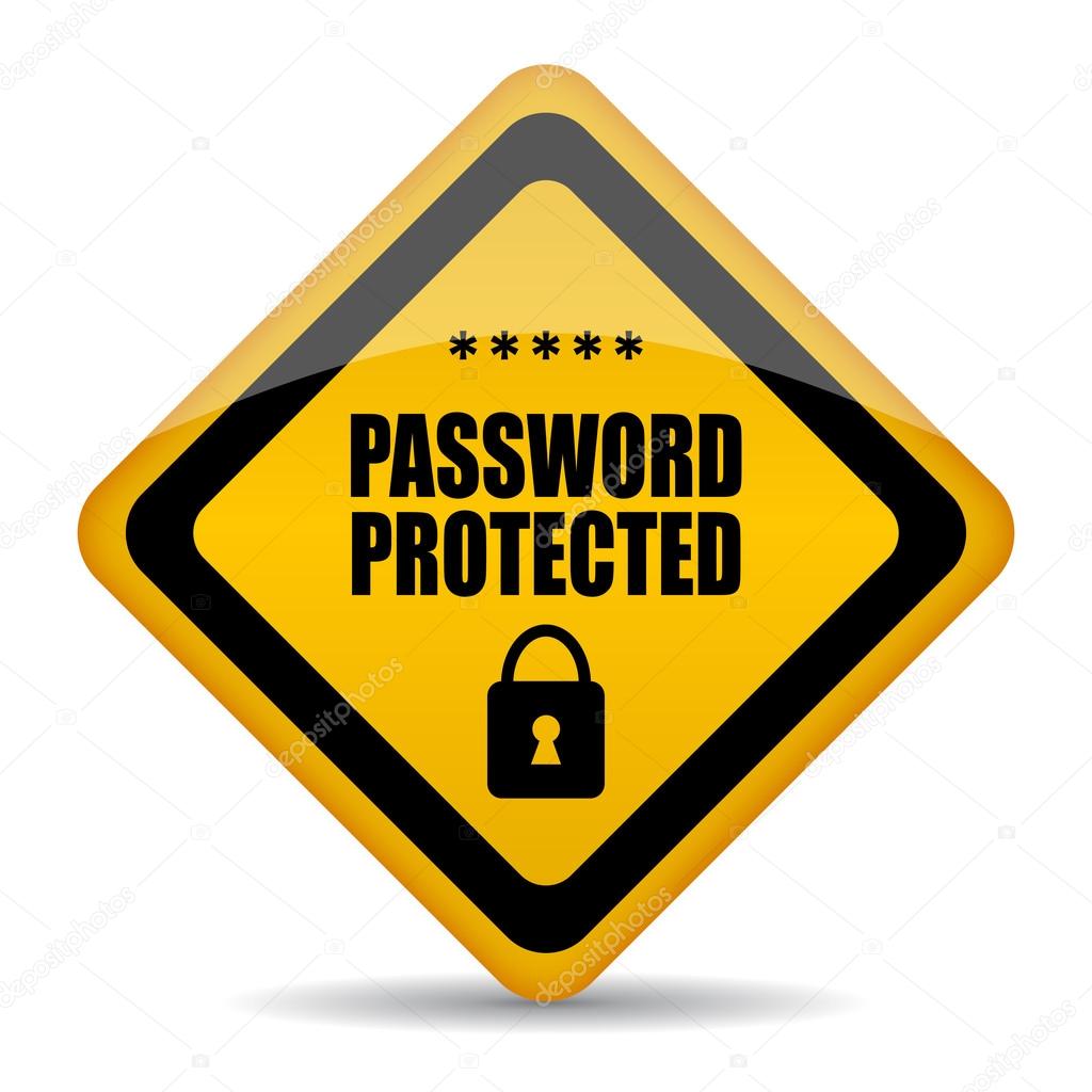 Password protected sign isolated on white