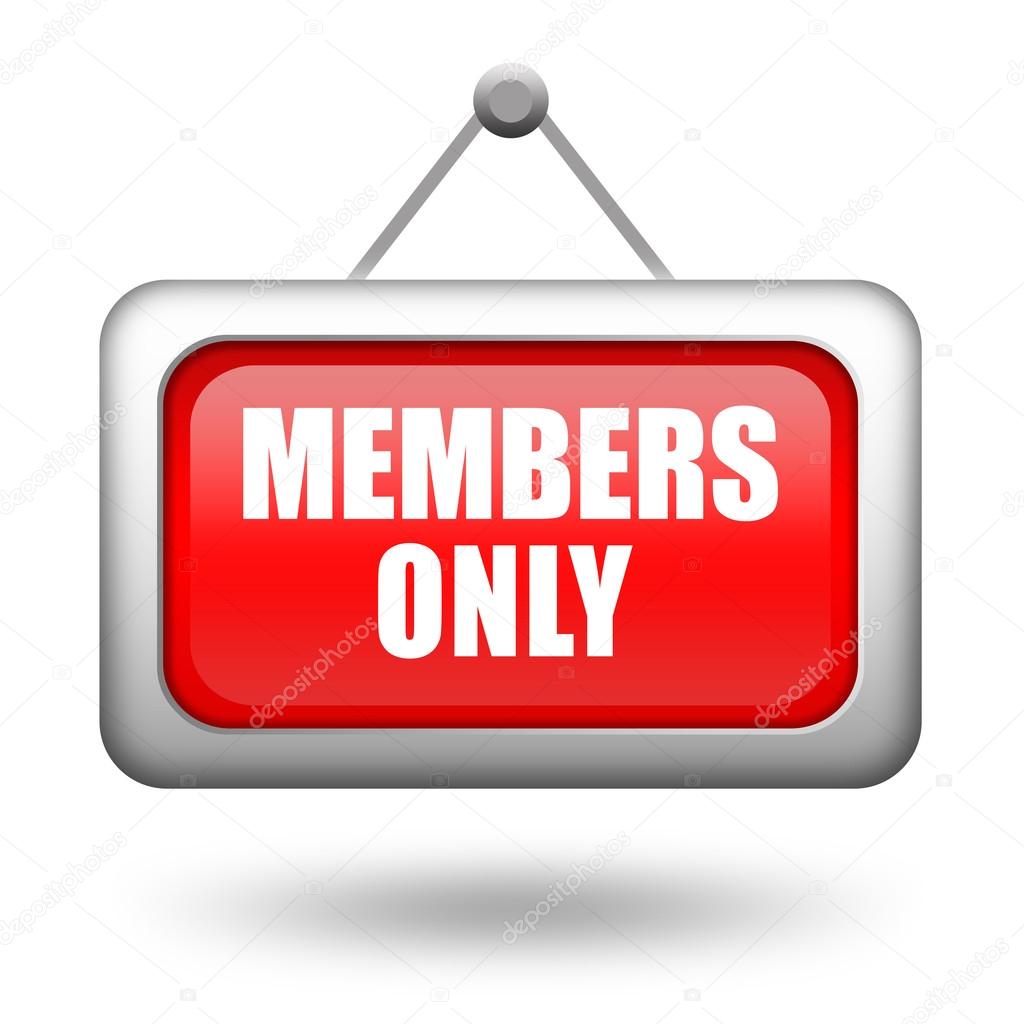 Members only hanging sign isolated on white