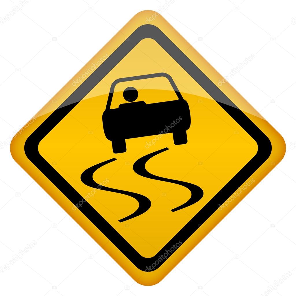 Vector slippery road sign isolated on white