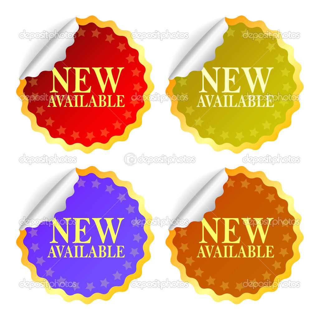 New available vector stickers isolated on white