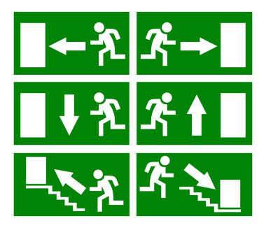 Vector emergency exit signs set clipart
