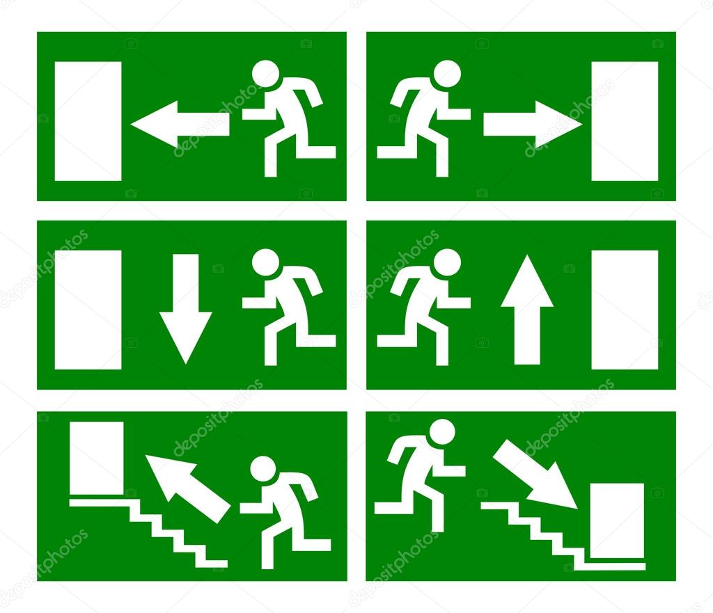 Vector emergency exit signs set