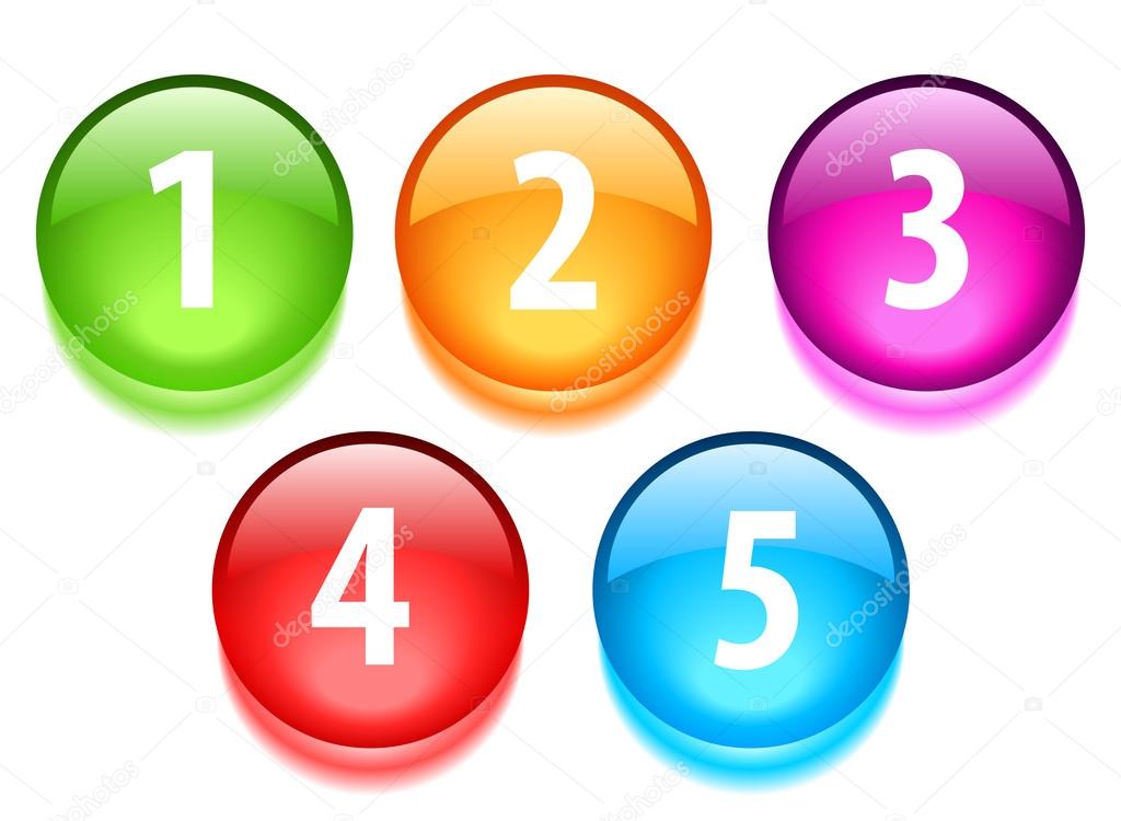 Numbers vector buttons set