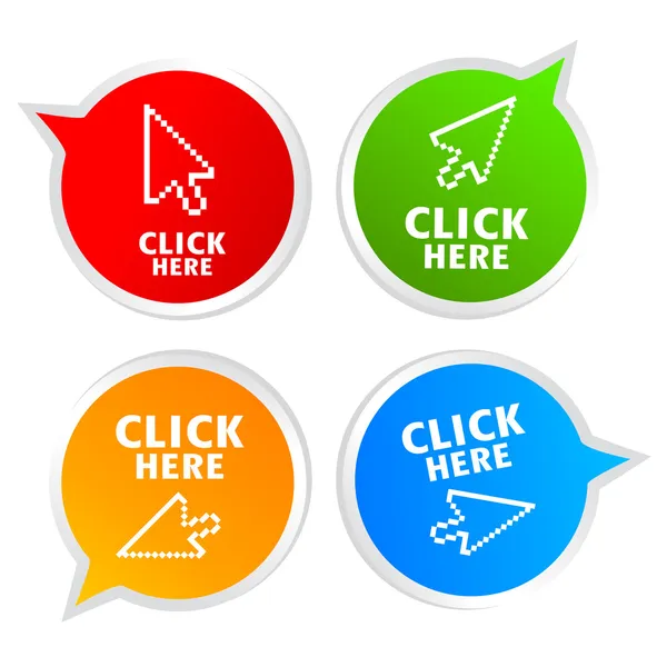 Click here stickers — Stock Vector