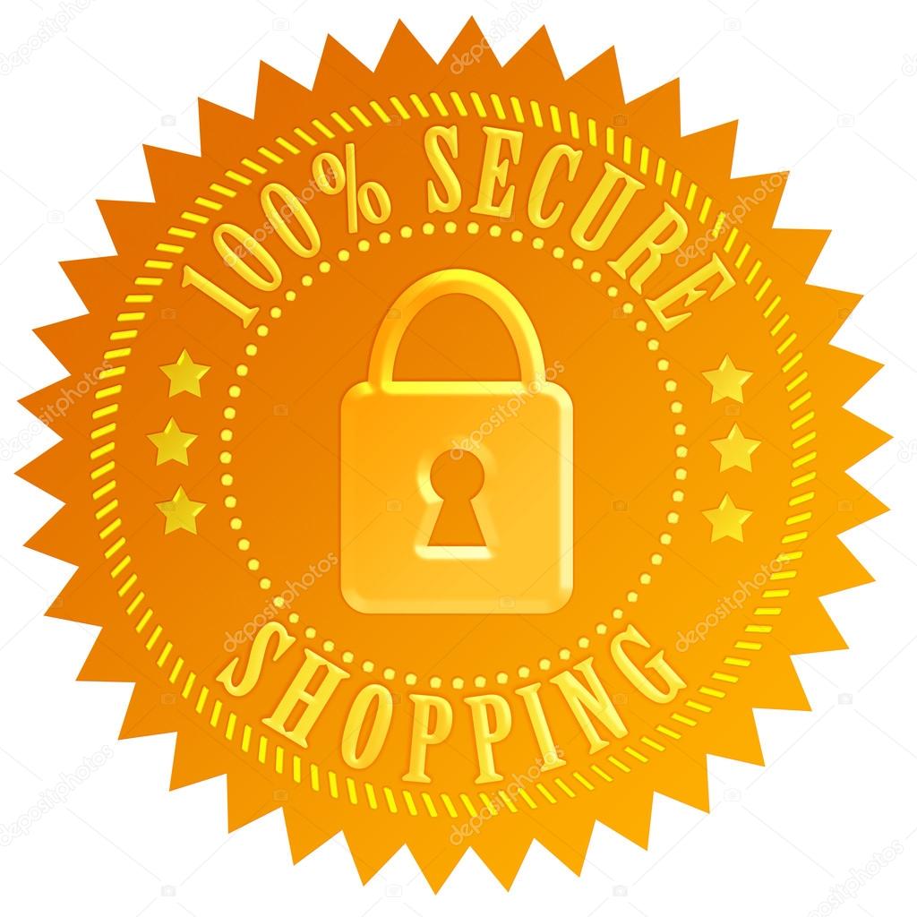 Secure shopping icon isolated on white