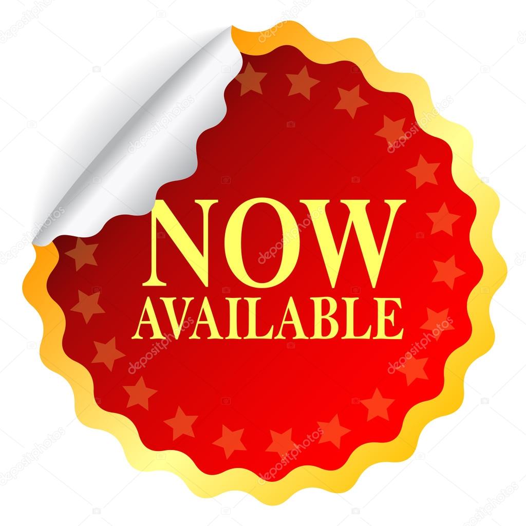 Red now available vector label