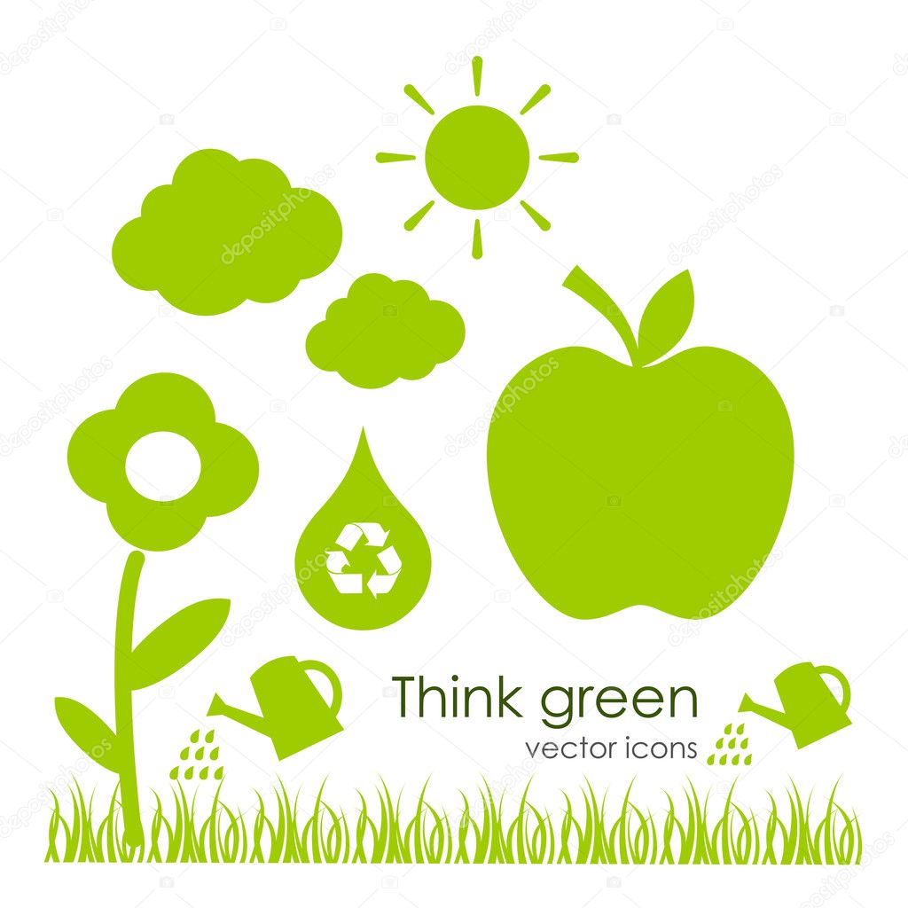 Vector ecological icons set isolated on white