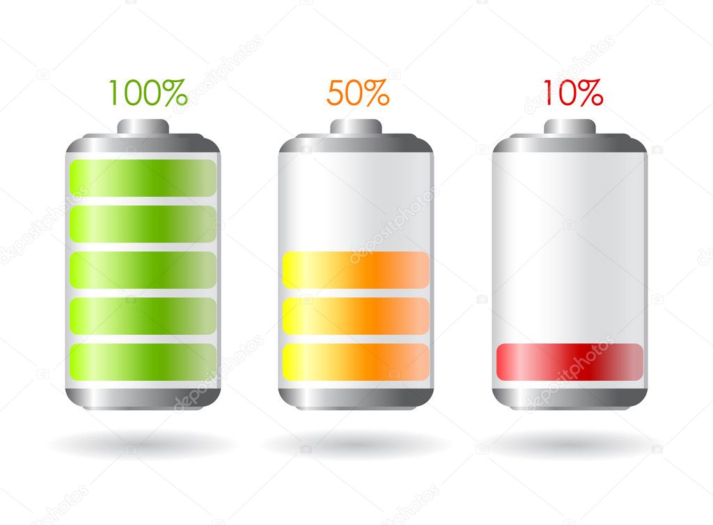 Vector battery illustrations isolated on white background