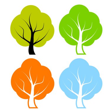 vektör ağaçlar set