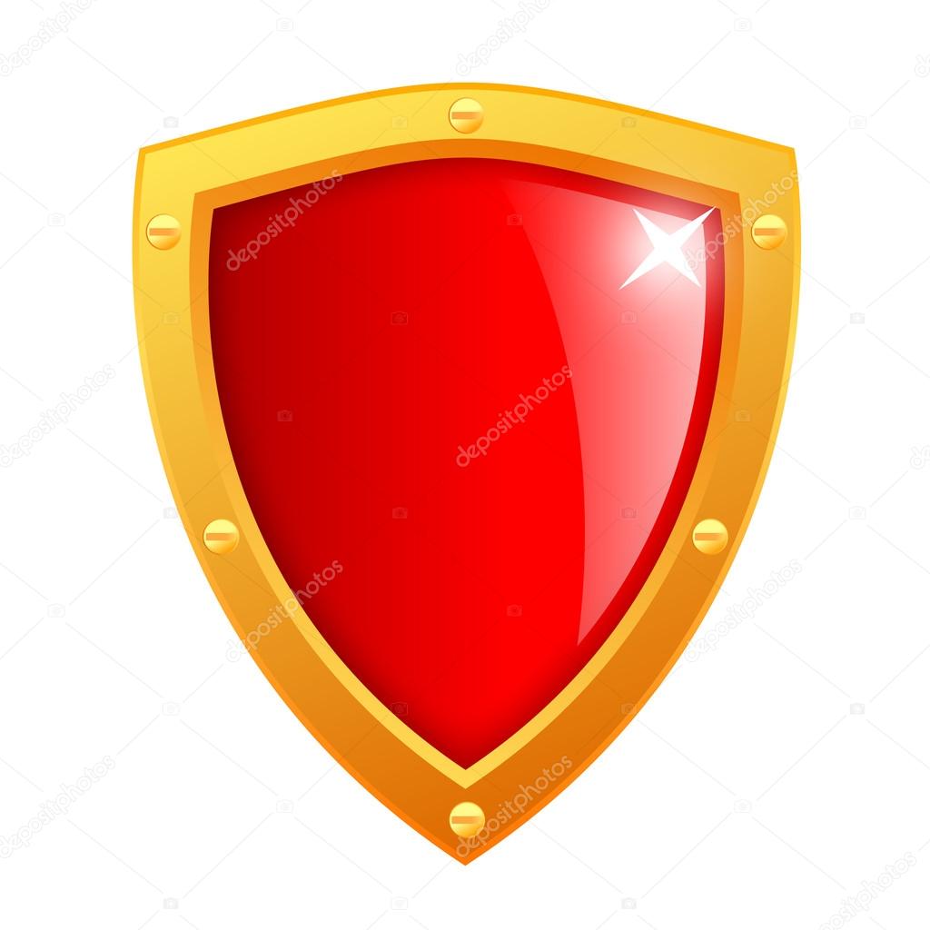 Vector gold shield isolated on white background