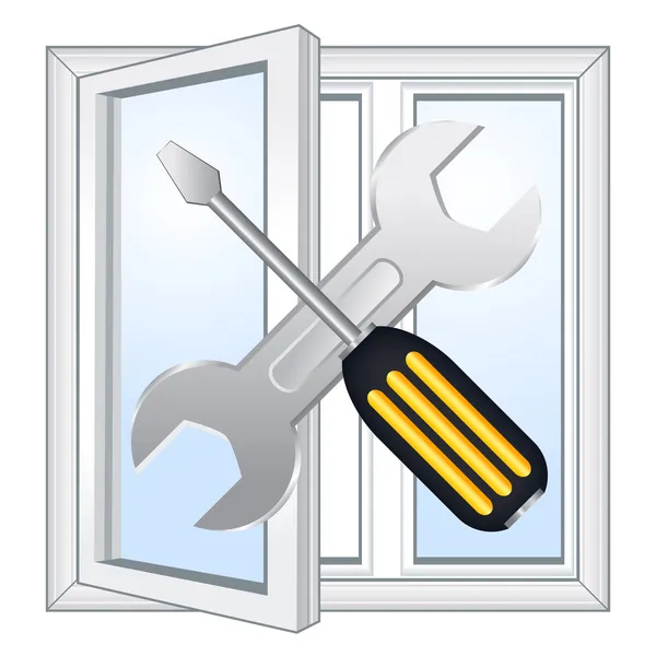 Oficina de reparação de janelas — Vetor de Stock