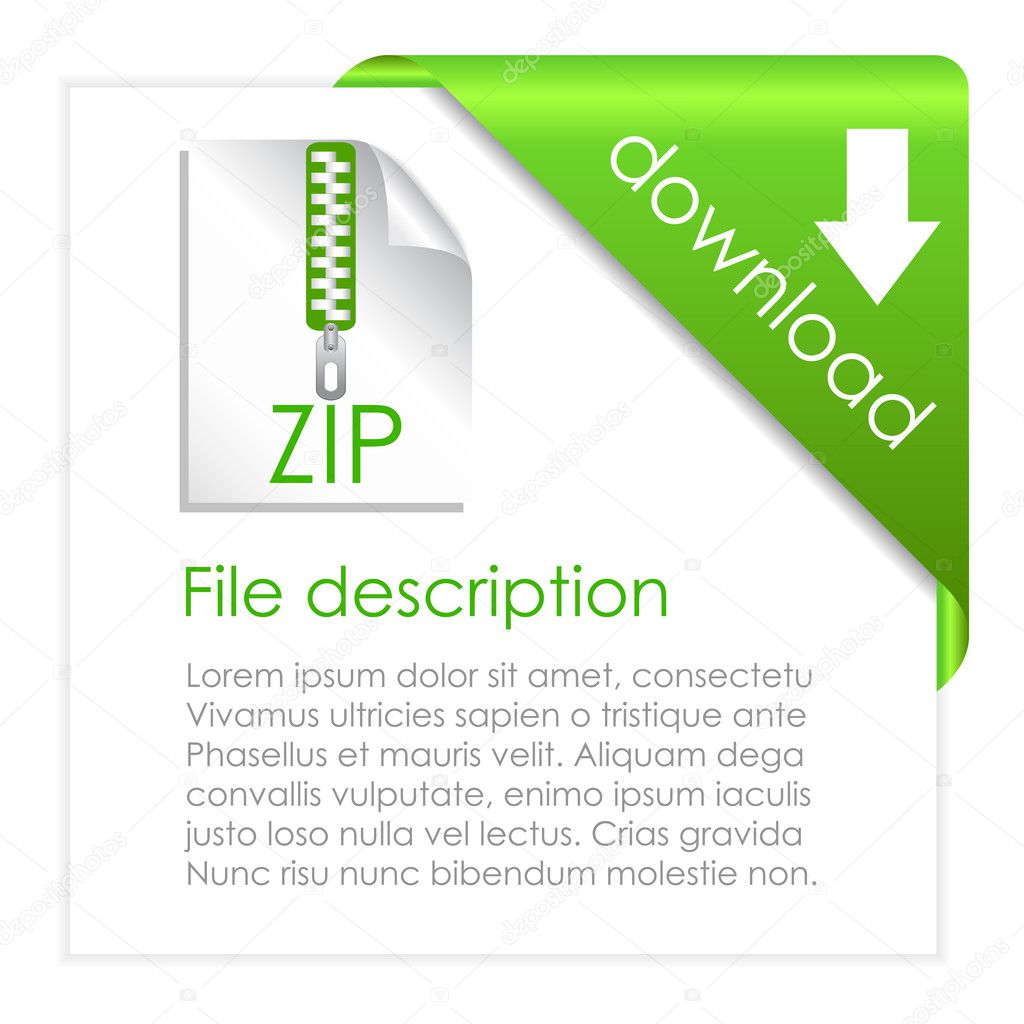 Zip archive download, vector icon