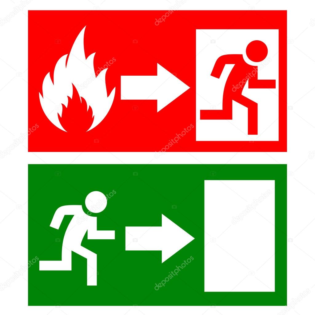Vector fire exit signs