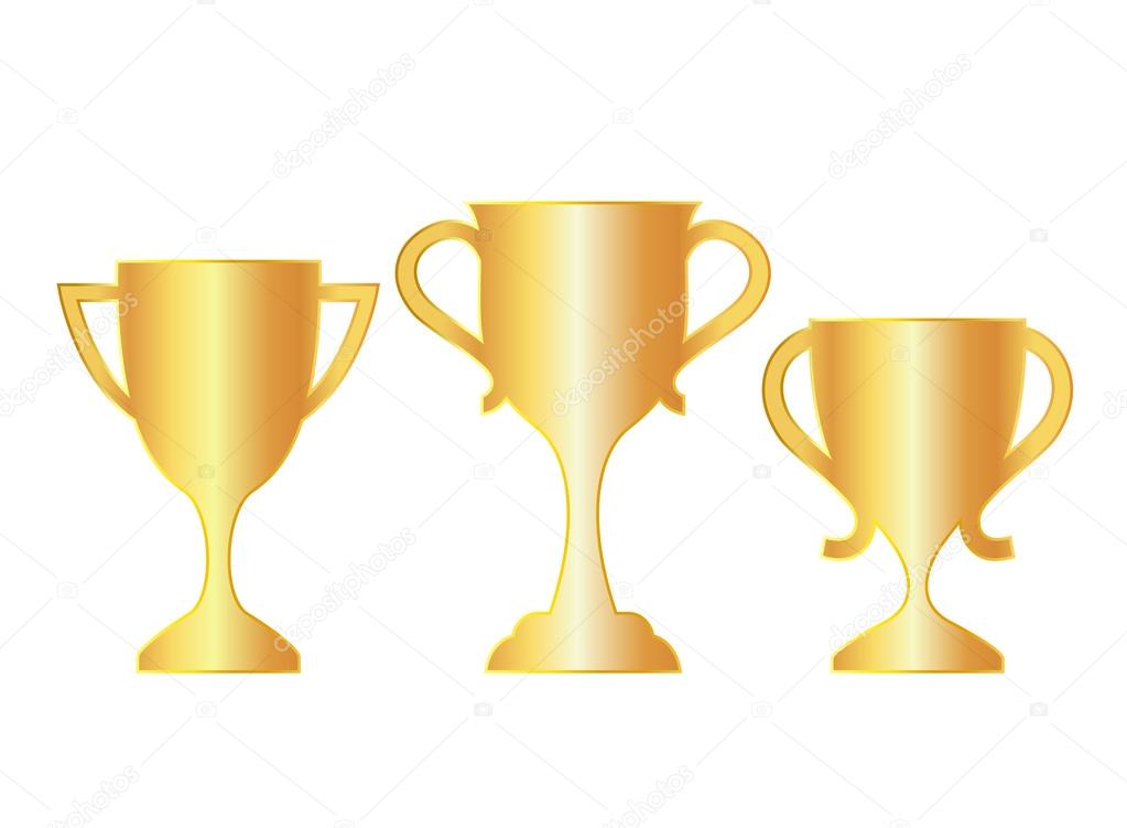 Vector gold cup icons isolated on white background
