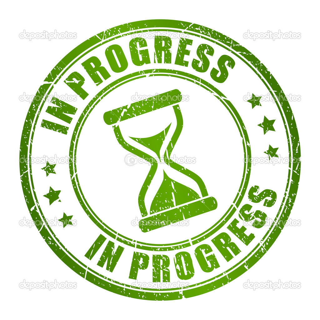 In progress vector stamp isolated on white