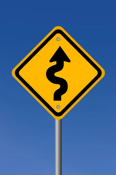 Curvy road sign — Stok fotoğraf