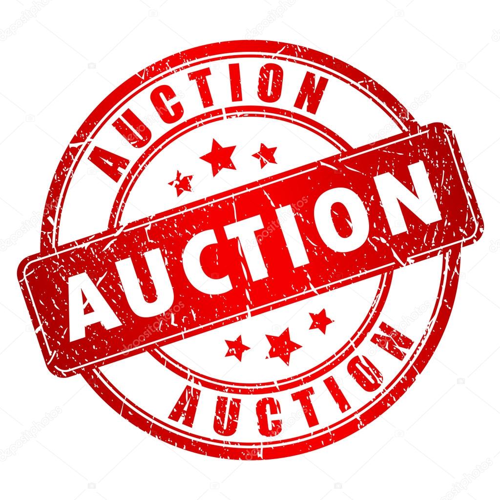 Auction vector stamp isolated on white