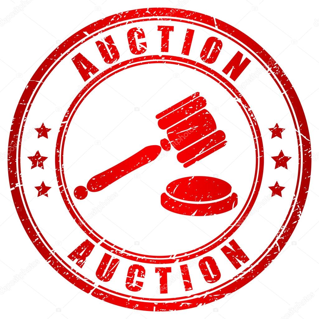 Auction red stamp isolated on white