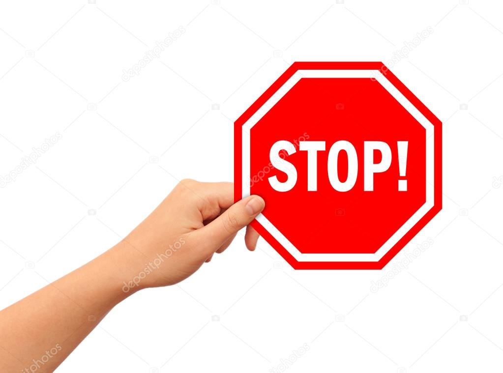 Hand with stop sign