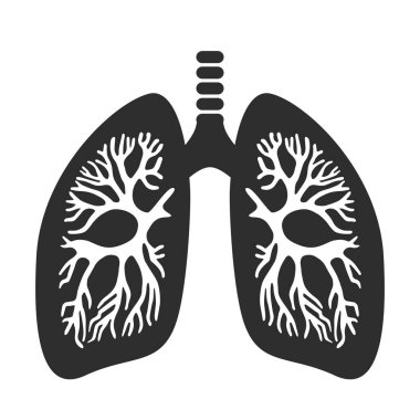 İnsan ciğerleri siyah siluet simgesi