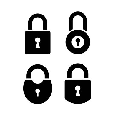 Eski kapı kilidi vektör simgesi ayarlandı