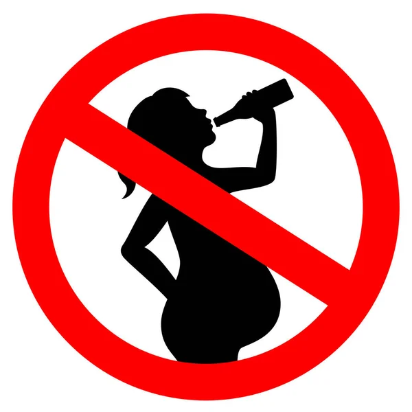 Beber Alcohol Durante Signo Vectorial Embarazada — Vector de stock