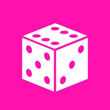 Açık pembe arkaplan üzerinde Dice vektör simgesi