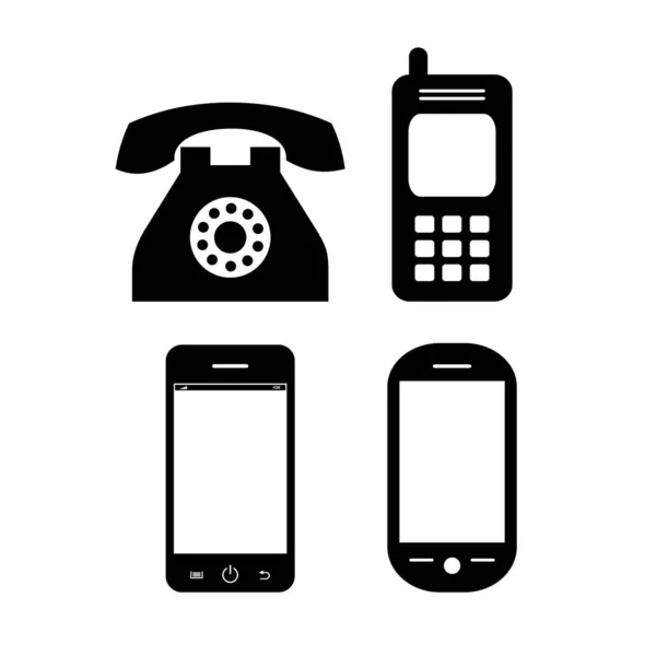 Oude Moderne Telefoon Vector Pictogram Set — Stockvector