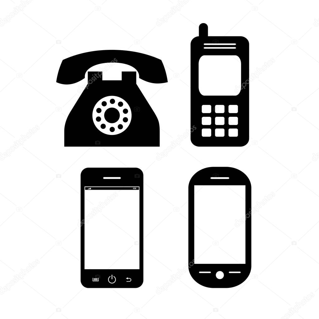 Old and modern phone vector icon set