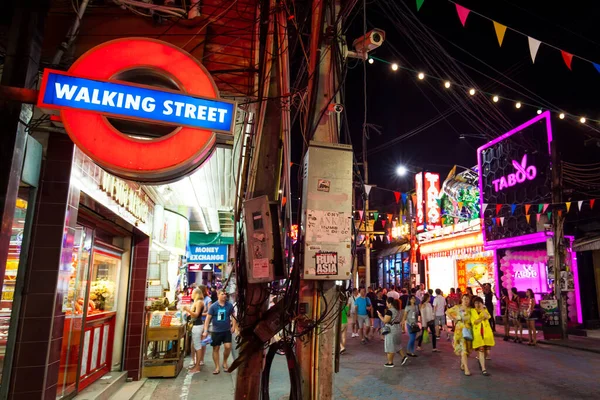 Walking Street Pattaya Tailândia 2021 Área Turística Popular Com Discotecas — Fotografia de Stock