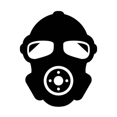 Gaz maskesi siyah siluet vektör simgesi